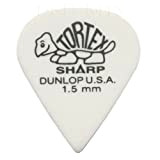 12 x Dunlop, modello Tortex Sharp-Plettri da chitarra, 1,5 mm, colore: bianco, In pratica confezione di latta