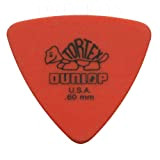 12 x Dunlop Tortex Triangle chitarra/plettri – 0.60 mm arancione in un comodo portaplettri
