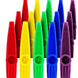 15 Pezzi Strumenti Musicali Kazoos in Plastica con Diaframmi per Flauto Kazoo per Regali, Premi e Bomboniere, 5 Colori
