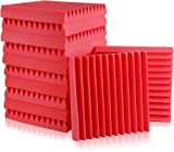 2 Pack Acoustic Foam Panels Soundproofing Studio Wedge Tiles Fireproof Ideal for Home & Studio Sound Insulation (Red)