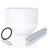 20 cm C Bianco Satinato Cristallo di Quarzo Campana Rice Chakra Singing Bowl Set O-Ring e Mallet Incluso Rilassamento Meditazione ...