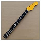 22 Frets Maple Electric Guitar Neck Ebony Fingerboard Replacement 25.5 inch Yellow