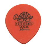 24 x Dunlop Tortex Teardrop chitarra/plettri – 0.60 mm arancione in un comodo portaplettri