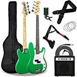 3rd Avenue Electric Bass Guitar Beginner Pack Kit con Amplificatore da 15 W, Full Size 4/4, Sintonizzatore, Borsa, Cavo, Cinghia, ...