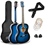 3rd Avenue Pacchetto con chitarra acustica di dimensioni standard 4 4 livello beginner, Corde in acciaio, Custodia da trasporto, Plettri ...
