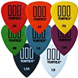8 x Dunlop Tortex Tiii chitarra/plettri – 1 di ogni dimensione in un comodo portaplettri