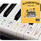 Adesivi colorati per pianoforte e tastiera e istruzioni complete per pianoforte con note colorate e guida per bambini e principianti.
