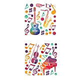 Adesivo da parete con musica colorata (2 fogli), attraente nota musicale con adesivo per chitarra sassofono per aula musica studio ...