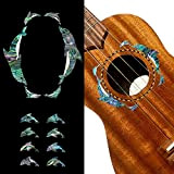 Adesivo intarsio per ukulele – Dolphines tastiera e rosetta – Abalone blu