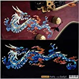 Adesivo per chitarra e basso, motivo: drago di fuoco - Abalone blu