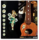 Adesivo per ukulele con intarsio, motivo fiori di ibisco, marcatori e Hula Girl Set, 10796884