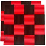 Allxinlog - Confezione da 96 pannelli fonoassorbenti da parete in schiuma acustica, 30,5 x 30,5 x 2,5 cm (48 rosso ...