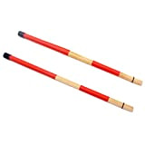 Alnicov, coppia di spazzole per batteria in bambù, 40 cm, per musica jazz folk (rosso)