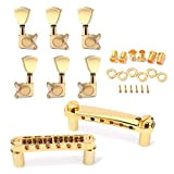 Alnicov Set con meccaniche per accordatura e ponte tune-o-matic (TOM) per chitarra, accessori per strumenti musicali, color oro