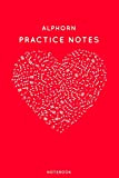 Alphorn Practice Notes: Red Heart Shaped Musical Notes Dancing Notebook for Serious Dance Lovers - 6"x9" 100 Pages Journal