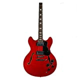 AMINIY 6 String Red Semi Semi Hollow Body Body Guitar Guitar Chrome Hardware HH. Pickup Tastiera in Palissandro