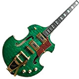 AMINIY Chitarra elettrica Jazz con Pickup Mahogany Pannello Acoustic Steel String Stringa Semi-Hollow Guitar Electric in Green (Color : Guitar)