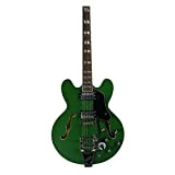 AMINIY Guitar Electric Getle Neck Jazz Pedica in Rosewood Fingerboard 6 String Personalizzato Semi Hollow Body Green 345 Style Guitar ...