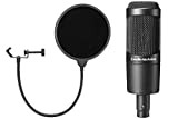 Audio-Technica AT2035 - Set microfono a condensatore, con funzione renale, incluso McGrey Popkiller, colore: Nero