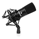 AUNA Pro CM001B microfono a condensatore (capsula elettrete di 32mm, rete microfono, protezione dal vento, filetto adattatore da 3/8'' a ...