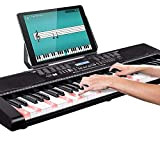 Bakaji Tastiera Musicale Pianola Elettronica 61 Tasti Luminosi Pianoforte Multifunzione con 255 Ritmi 50 Brani Preimpostati Funzione Percussione Ingresso AUX ...