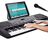 Bakaji Tastiera Musicale Pianola Elettronica 61 Tasti Pianoforte Multifunzione con 255 Ritmi 24 Brani Preimpostati Funzione Percussione Ingresso AUX Leggio ...