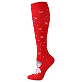Beokeuioe Calze di vitello lunghe calze a compressione natalizie calze a pressione tubolari calze al ginocchio calze natalizie stampate al ...