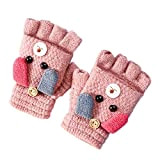 Beokeuioe Guanti invernali per bambini a mezza dita, guanti invernali per bambini, senza dita, con patta, guanti a maglia per ...