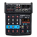 BOMGE-04F Mixer audio dj a 4 canali con MP3 / USB Bluetooth, registrazione stereo/effetto eco 48V / DSP, adatto per ...