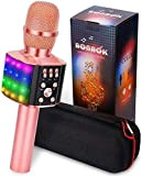 BONAOK Karaoke Microfono Senza Filo Aggiornato Luci LED Colorate Lampeggianti, 4 in 1 Microfono Karaoke, Portatile Karaoke Player Machine Festa ...