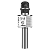 BONAOK - Microfono per karaoke, portatile, 3 in 1, con Bluetooth, idea regalo di compleanno, per la casa e le ...