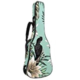Borsa per chitarra acustica Crans e pappagallo In Lotus Orchid Palm Leaves Stampa Personalizzata Full Size Chitarra Custodia Gig Bag ...