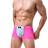 Boxer da uomo in cotone, a vita alta, traspiranti, con bowknot Blocks da uomo, in seta, Colore: rosa., XL