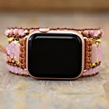 Braccialetto Bracciale Aple Smart Watch Band di fascia alta in pietra naturale Boho 5 Wrap Vegan Rope Iwatch Strap Bracciale ...