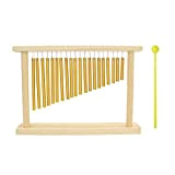 Btuty 20-Tone Table Bar Chimes 20 Bar Strumento a percussione musicale a fila singola con supporto in legno, oro