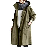 Cappotto comodo sciolto nobile inverno outdoor donna giacca a vento giacca da donna con cappuccio chic signore, verde militare, M