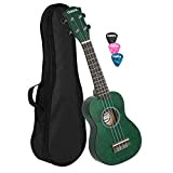 Cascha Soprano Ukulele Green, small Hawaii guitar for kids & adults with bag, 3 picks and Aquila Ukulele strings, Verde, ...