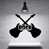 Chitarra Adesivo da Muro in Vinile Rock And Roll Chitarra Strumento Adesivo da Parete Studio di Musica, Arte della Parete ...