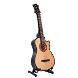 Chitarra in miniatura, mini modello di chitarra acustica in legno con supporto e custodia Modello di strumento musicale Hobby Collezionismo ...