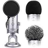 ChromLives 2 Pezzi Microfono Furry Parabrezza Mic Cover Schiuma per Blue Yeti + Microfono Pop Filter Dual Layer Mask Shield ...