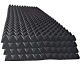 Confezione da 4 piastrelle in schiuma fonoassorbente da studio con piramide nera 2 x 24 x 48 "..
