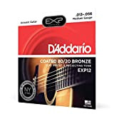 Corde D’Addario EXP12 per chitarra acustica, rivestimento in bronzo 80/20, Medium, 13-56