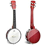 COSTWAY Banjo a 4 Corde, Strumento Musicale Banjo in Legno, con Retro Solido e Custodia, Banjo da Viaggio per Bambini ...