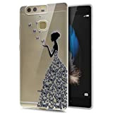 Cover Huawei P9 Lite,Cover Huawei P9 Lite,disegno colorato con ragazza farfalla Cover Silicone Case Molle TPU Trasparente Sottile Case Custodia ...