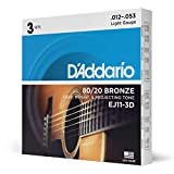 D'Addario Corde Chitarra Acustica | Corde per Chitarra Acustica | Corde Acustica | EJ11 – 3D 80/20 Bronzo corde per chitarra acustica, 12 – 53, ...