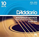 D' Addario EJ16 – 10P acustico 60pieza (S) acciaio chitarra Corda per strumenti musicali – Corde per Strumenti Musicali, Chitarra, Acciaio, acustico, 60 pezzo, S)