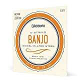 D'Addario EJ61 Set per Banjo a 5 Corde, Nickel, Tensione Media, 10-23