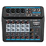 Depusheng U6 Mixer audio Interfaccia controller audio DJ a 6 canali con USB, scheda audio per registrazione su PC, interfaccia ...