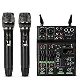 Depusheng UF4-M Studio Audio Sound Mixer Board - 4 canali Bluetooth compatibile Professional Portable Digital DJ Mixing Console con microfono ...