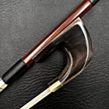 DIACCO 1pcs German Style 3/4 Upright Double Bass Bow Best brazilwood,Ox Horn Frog,Siberia Horsehair Horsetail (Color : Ox Horn 1)
